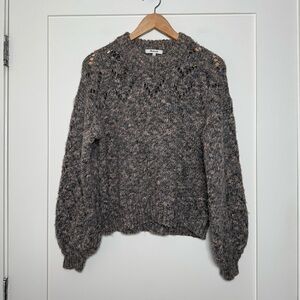 Madewell Pointelle Bubble Sleeve Sweater Womens Sz M Knit Wool Blend Winter Cozy